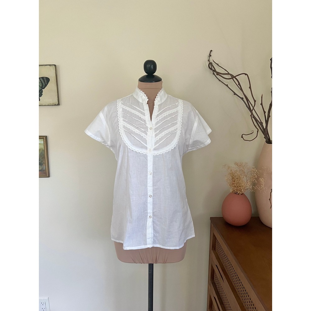 Vintage Unity White Ruffle Blouse